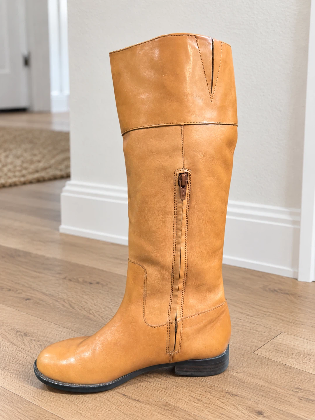 Leather Knee-High Riding Boots 5.5 B Zip - photo 2