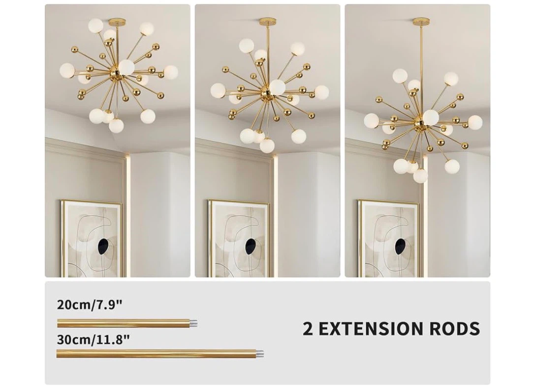KCO 12-Light Gold Globe Sputnik Chandelier - photo 4