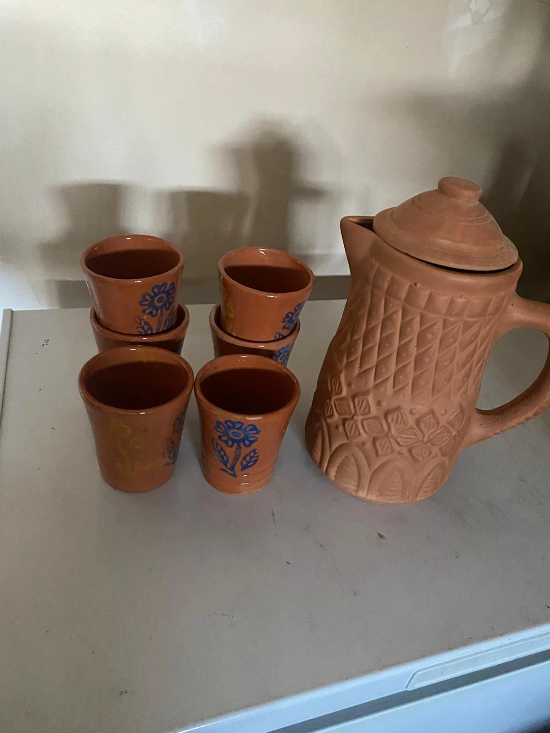 Terracotta Pitcher and Cup Set