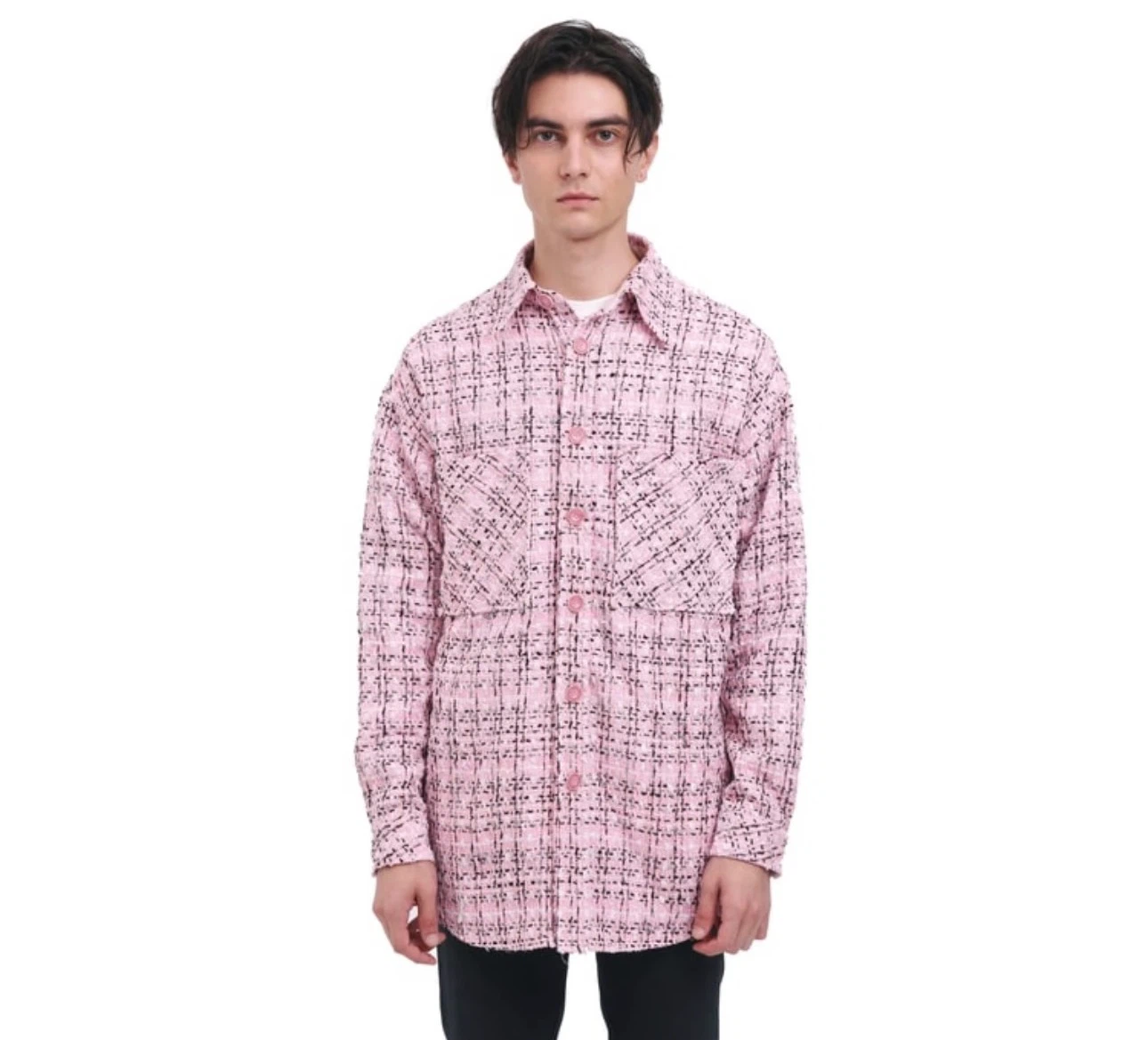 Charlie Luciano Designer’s Pink Tweed Shirt Jacket - photo 2