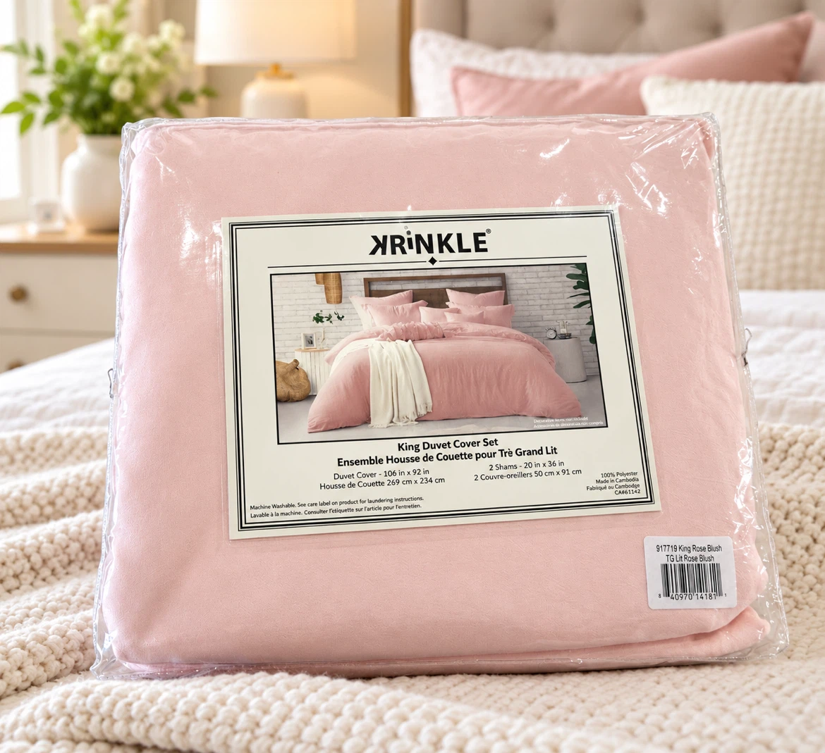 🌸 BRAND NEW KING DUVET COVER SET – ROSE BLUSH PINK – $25! 🌸 - photo 2