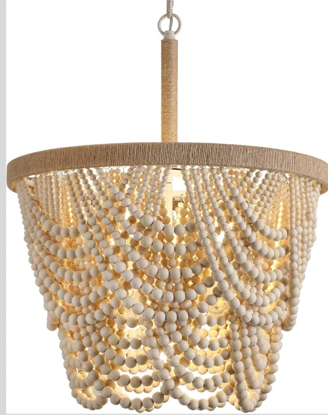 Q&S Boho Wood Beaded Chandelier