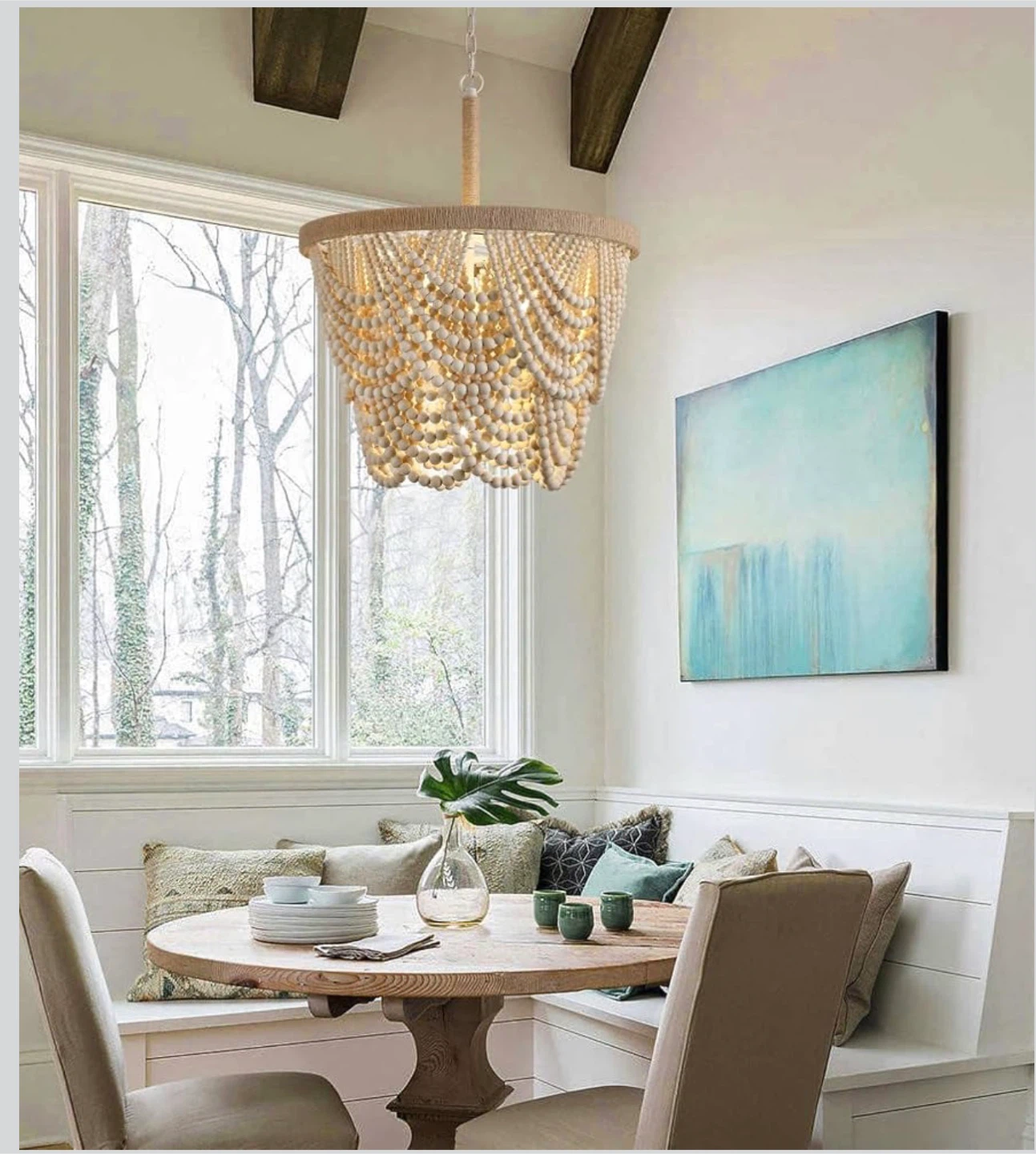 Q&S Boho Wood Beaded Chandelier - photo 2