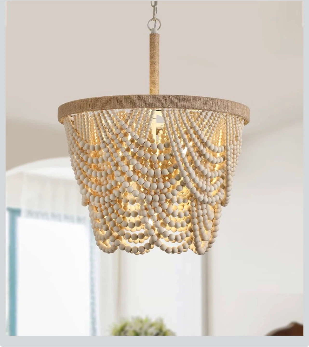 Q&S Boho Wood Beaded Chandelier - photo 3