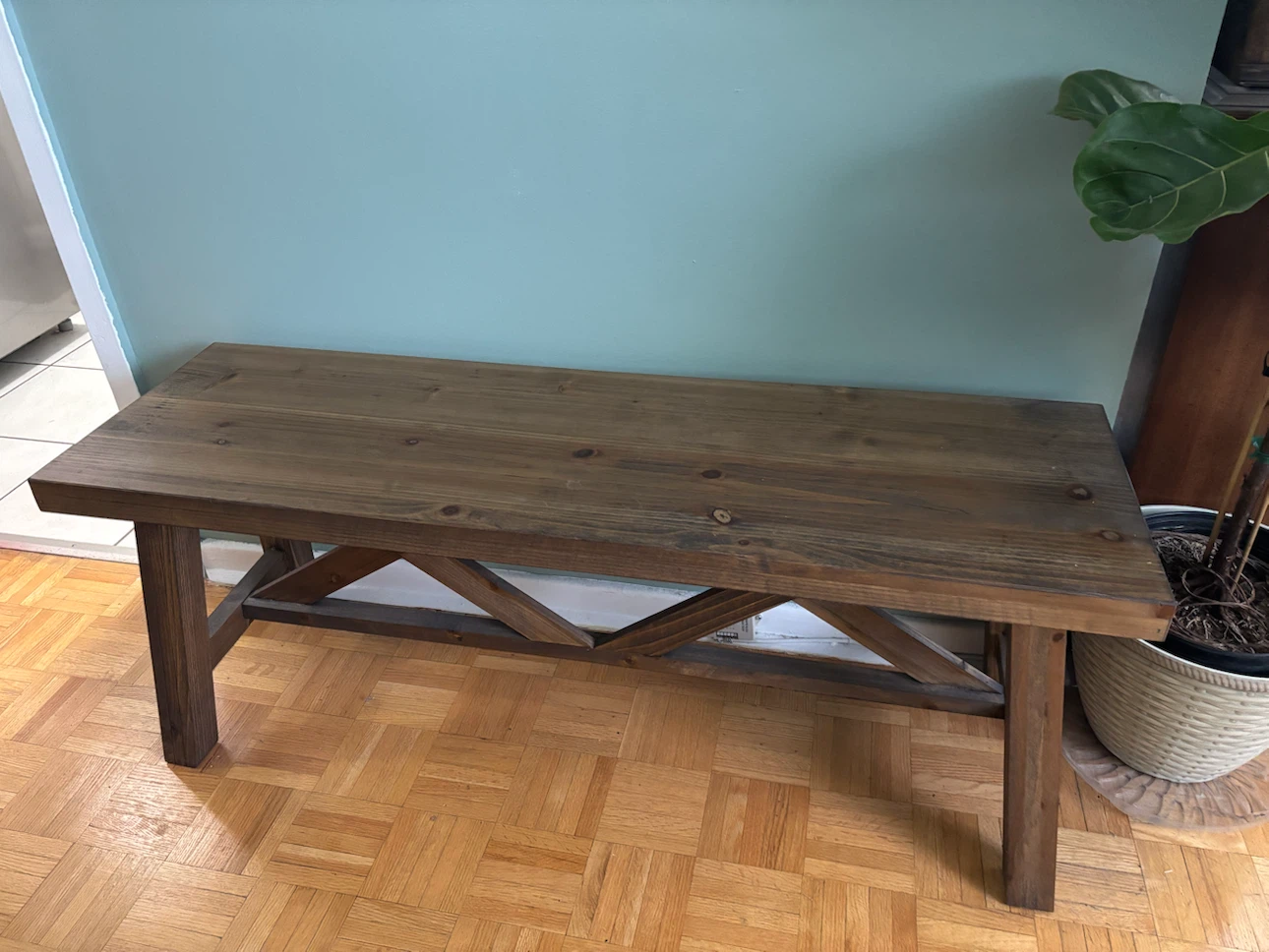 Rustic Wood Farmhouse Bench