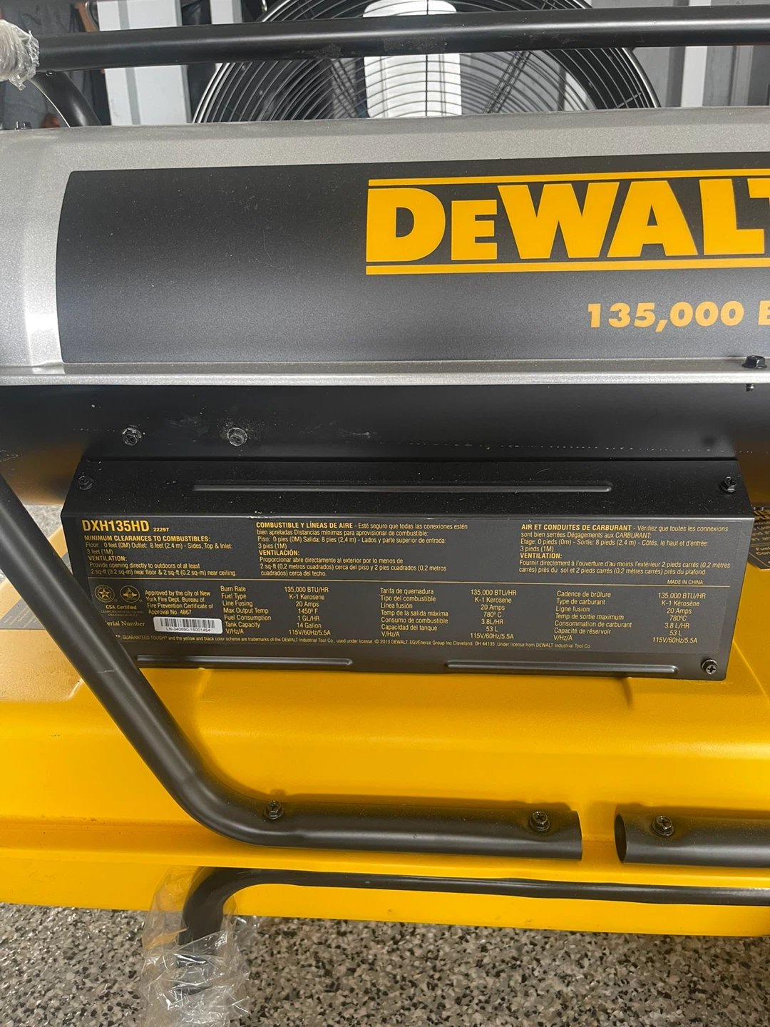 DeWalt 135,000 BTU Portable Forced Air Heater - photo 2