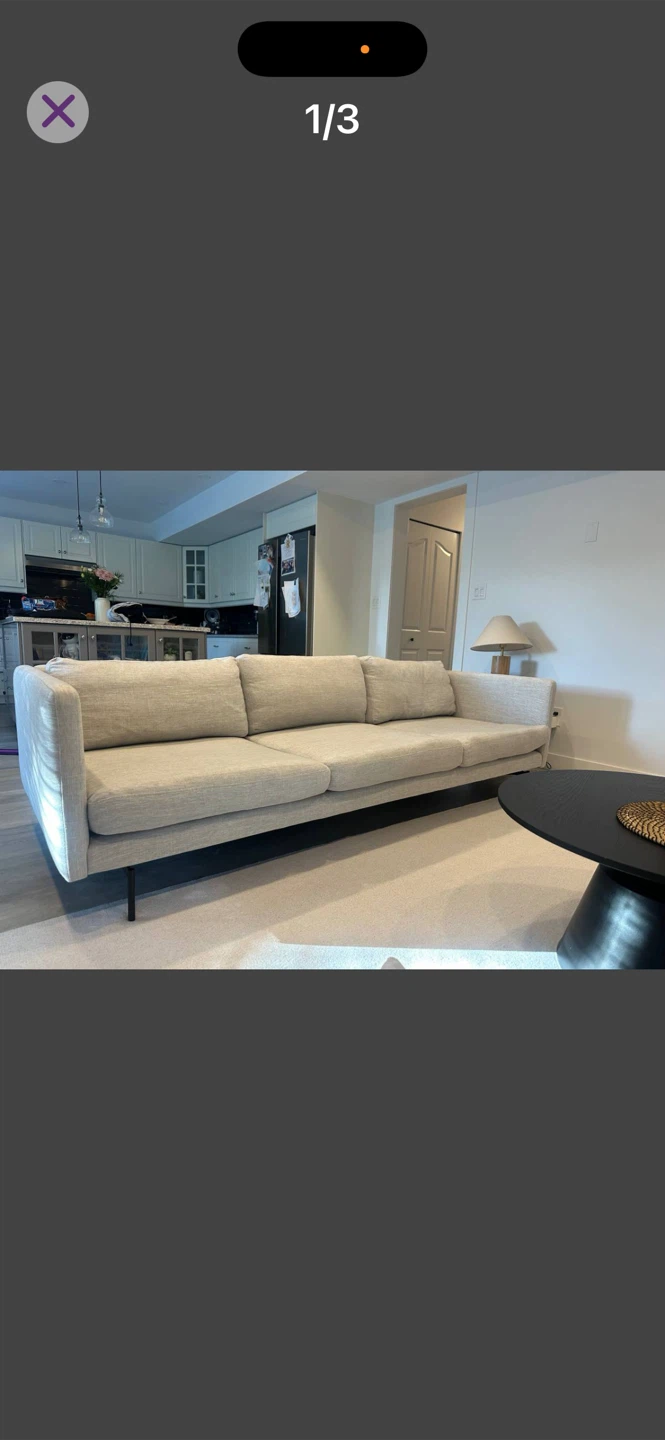 Modern Light Grey 3-Seater Sofa