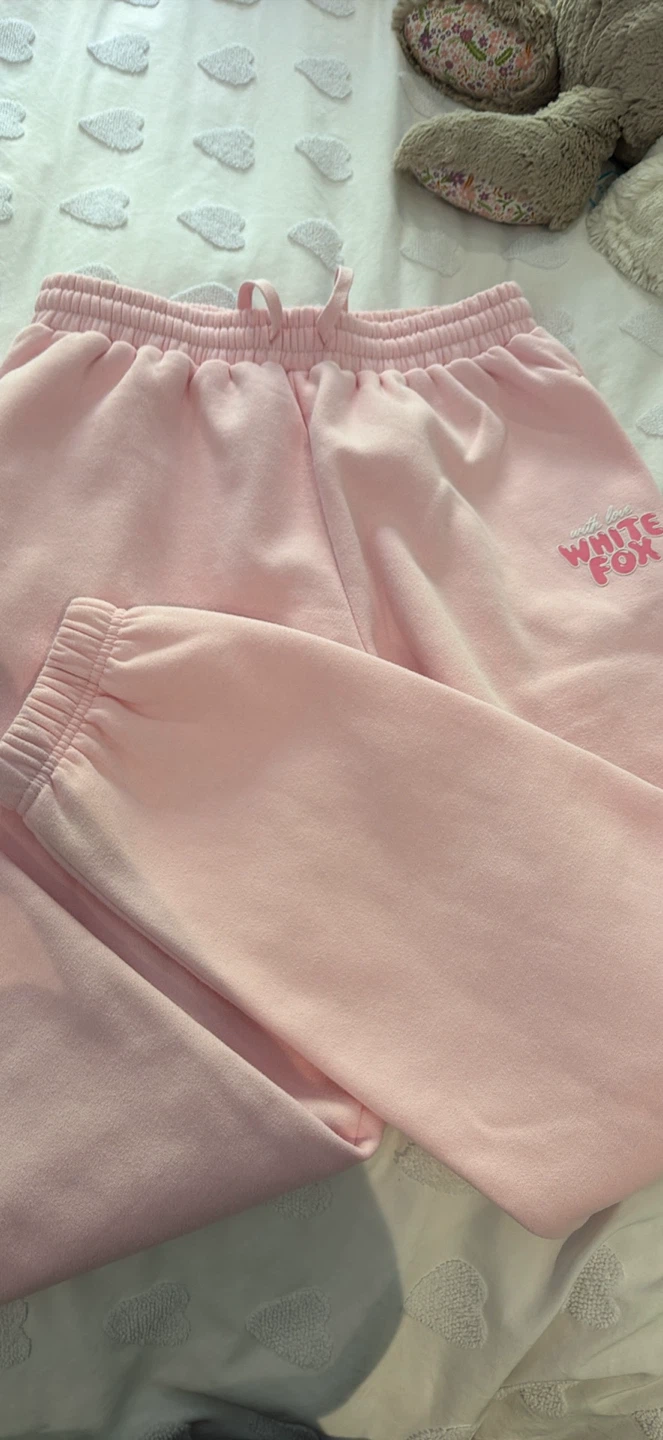 White Fox light pink joggers