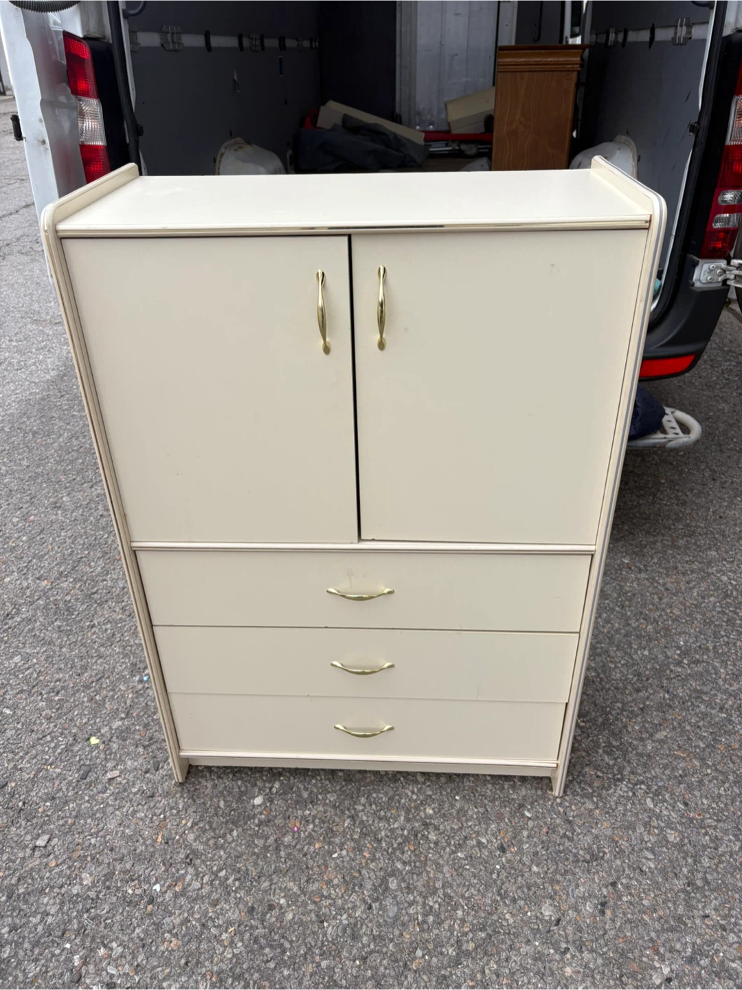 Free delivery used Cream Armoire with Three Drawers