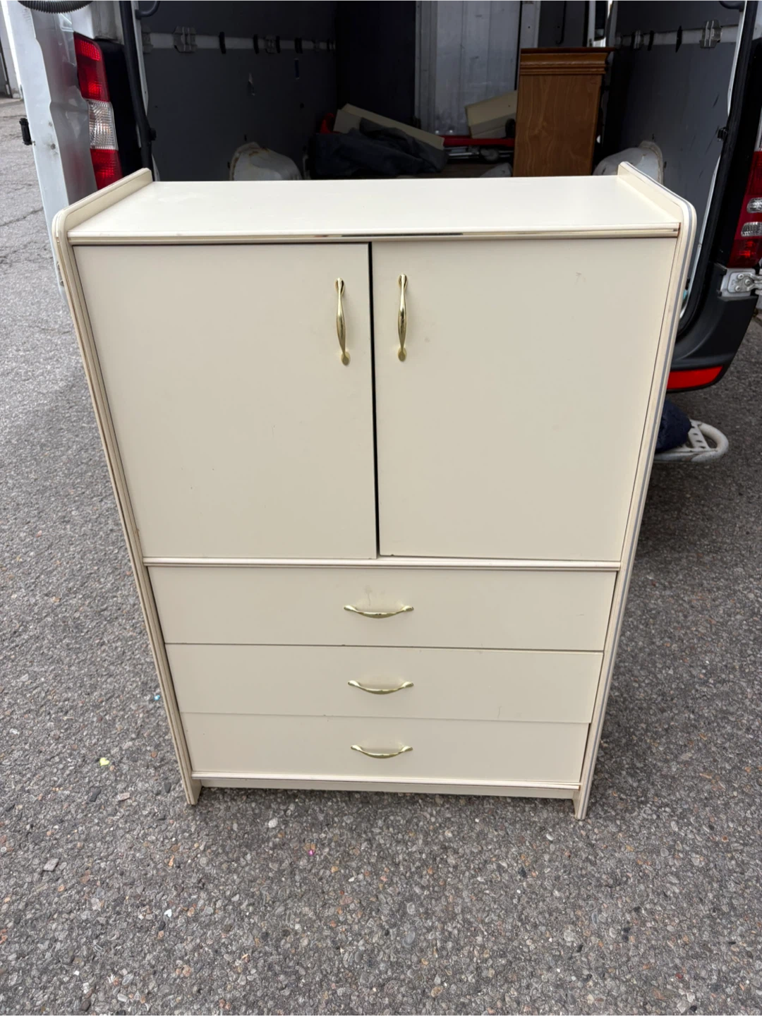 Free delivery used Cream Armoire with Three Drawers - photo 2