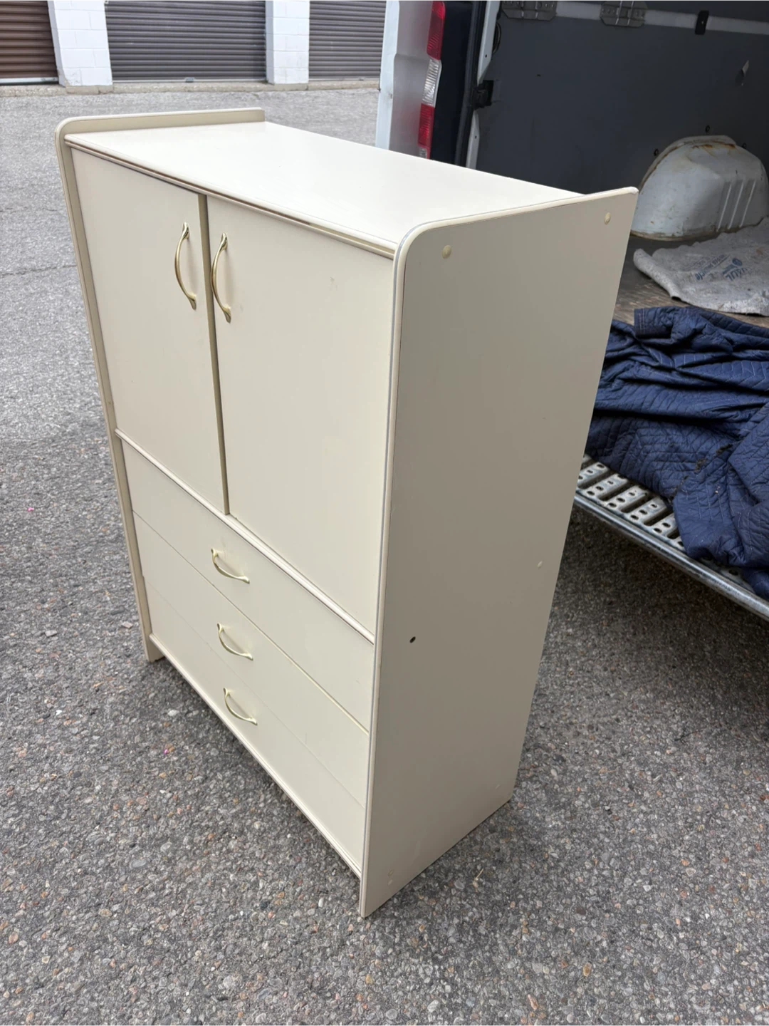 Free delivery used Cream Armoire with Three Drawers - photo 3