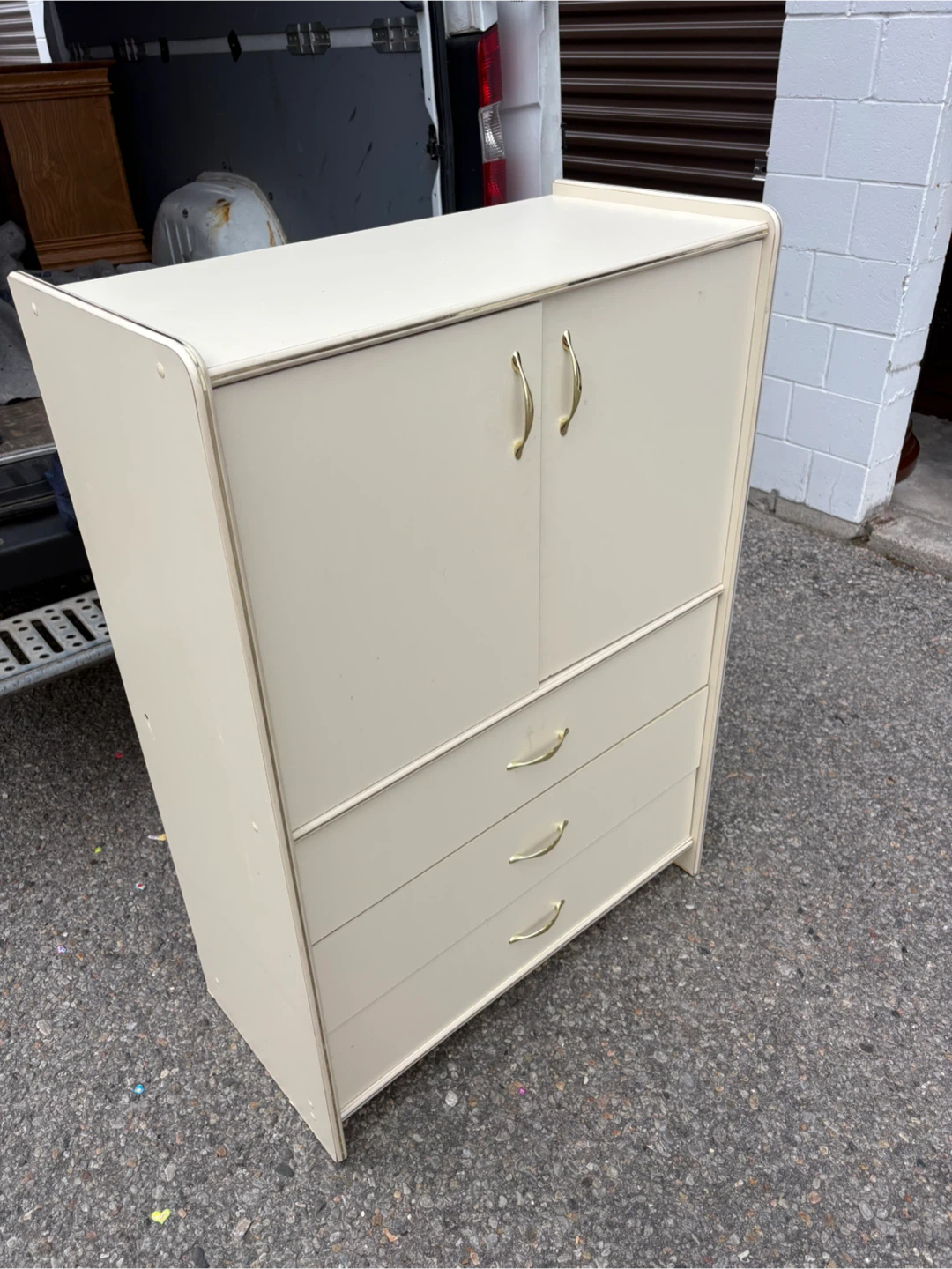 Free delivery used Cream Armoire with Three Drawers - photo 5
