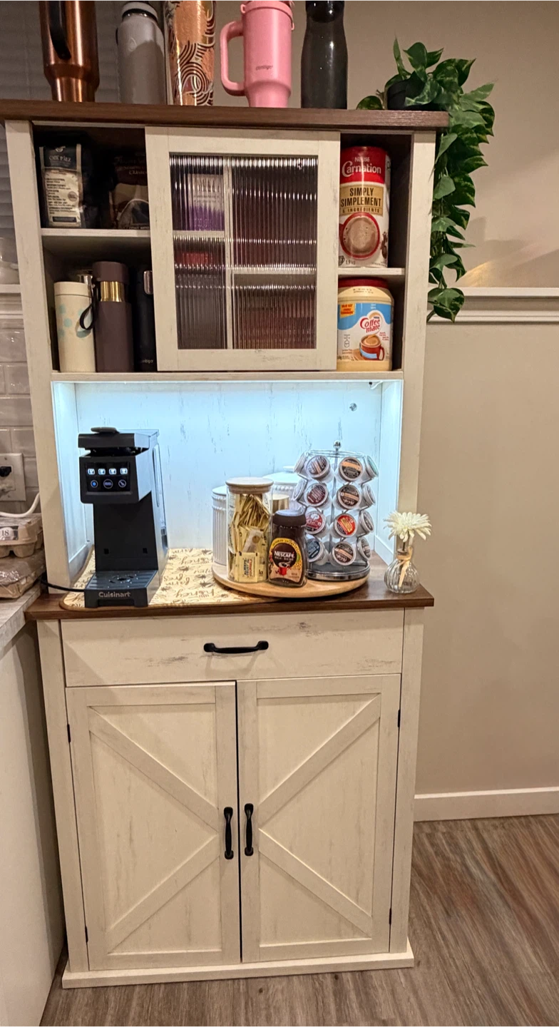 Rustic Farmhouse Kitchen Hutch and Coffee Bar