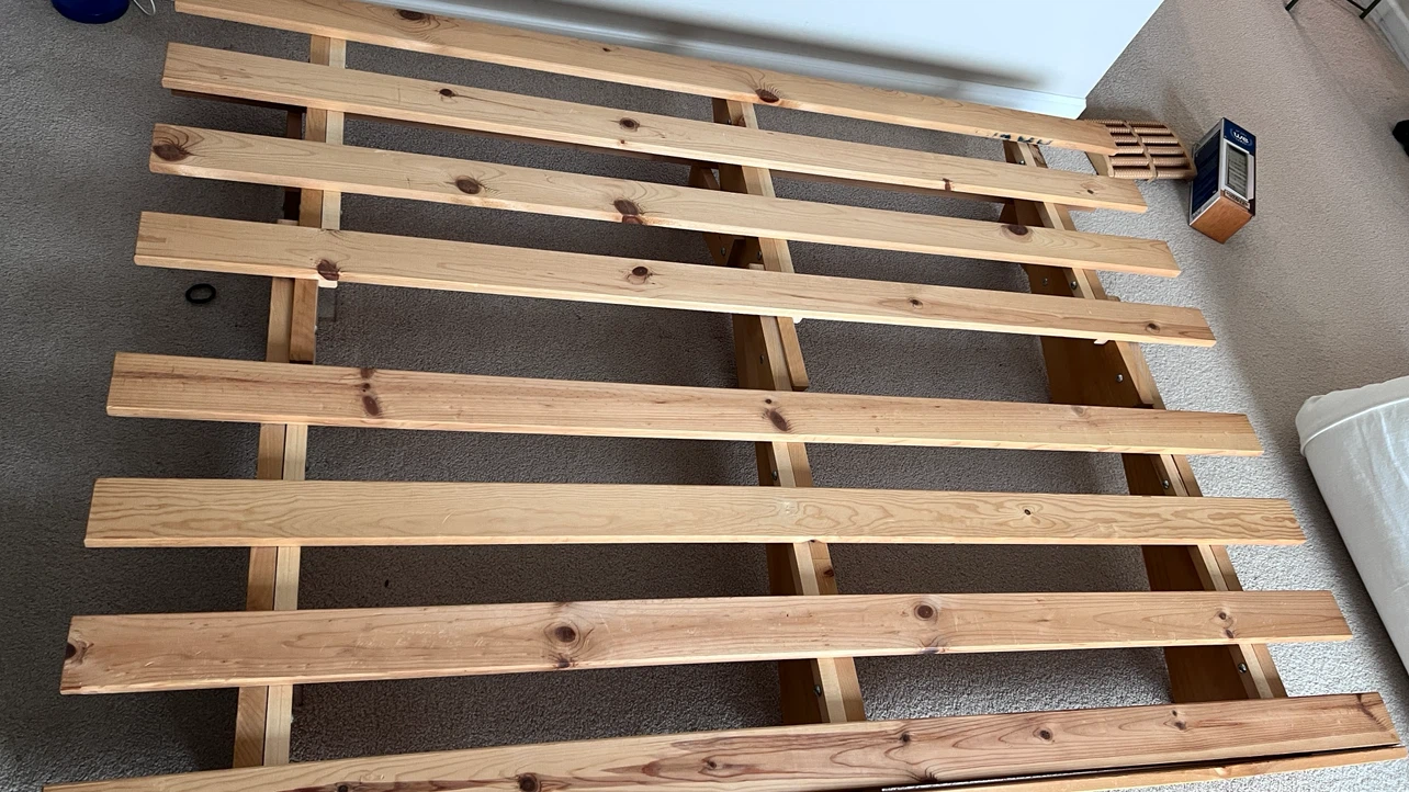 Wooden futon frame with mattress - photo 4