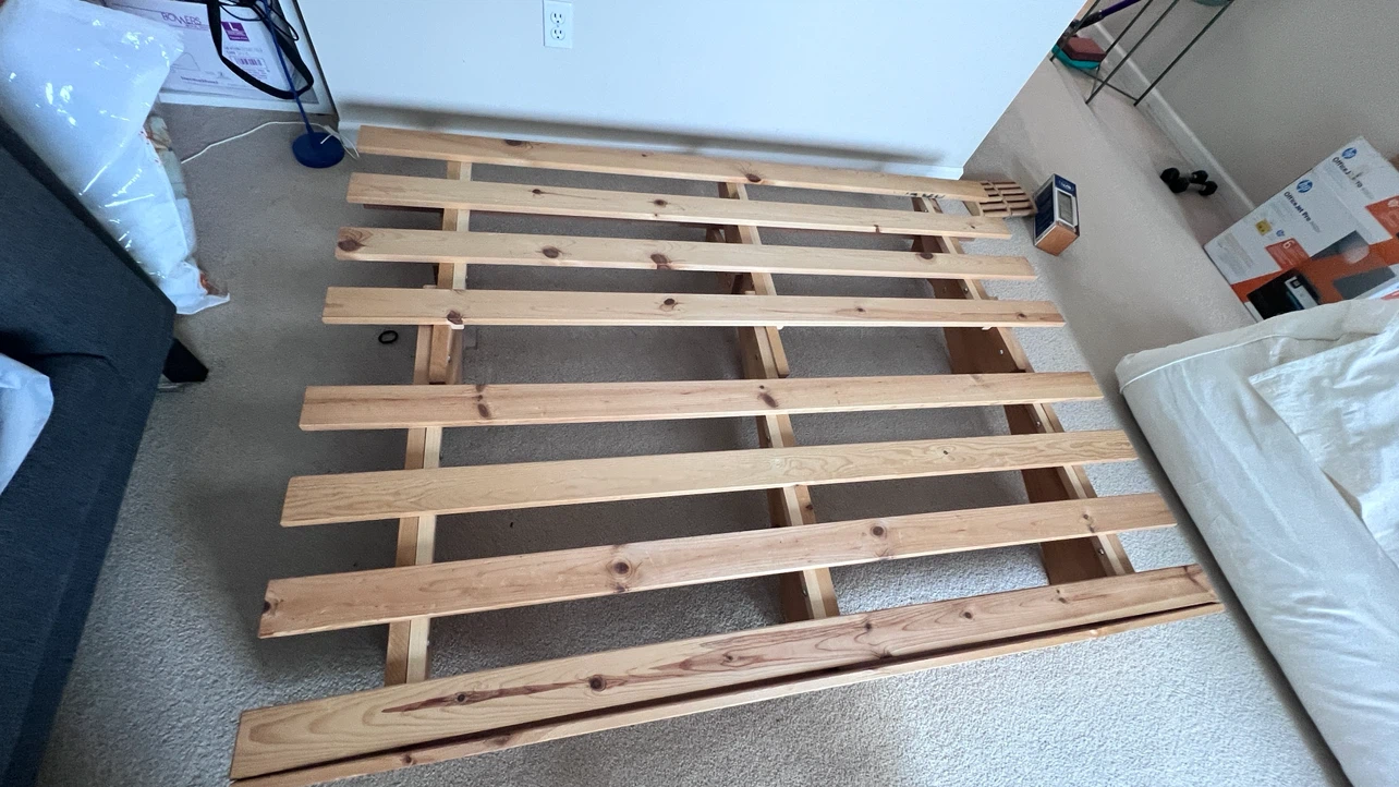 Wooden futon frame with mattress - photo 5