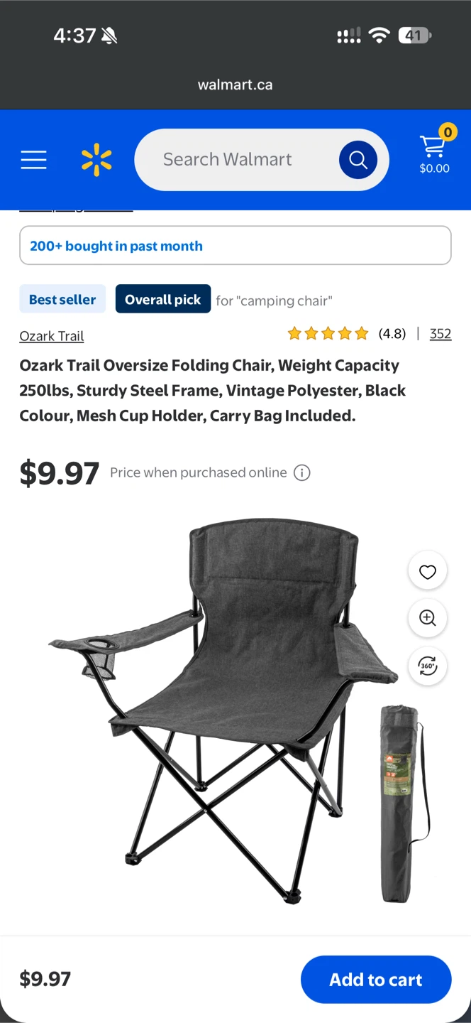 2 Ozark Trail Oversized Camping Chairs