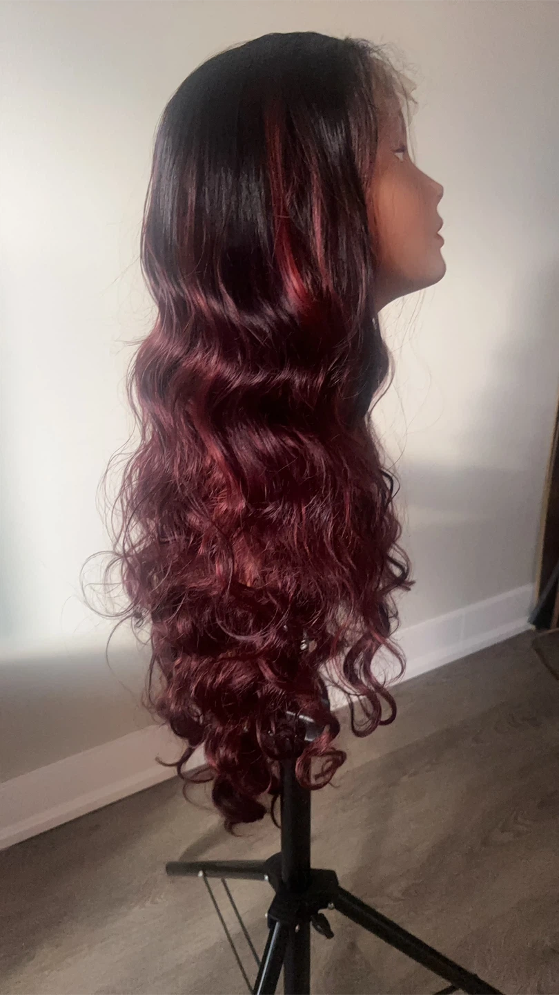 30” Burgundy Ombré Lace Wig