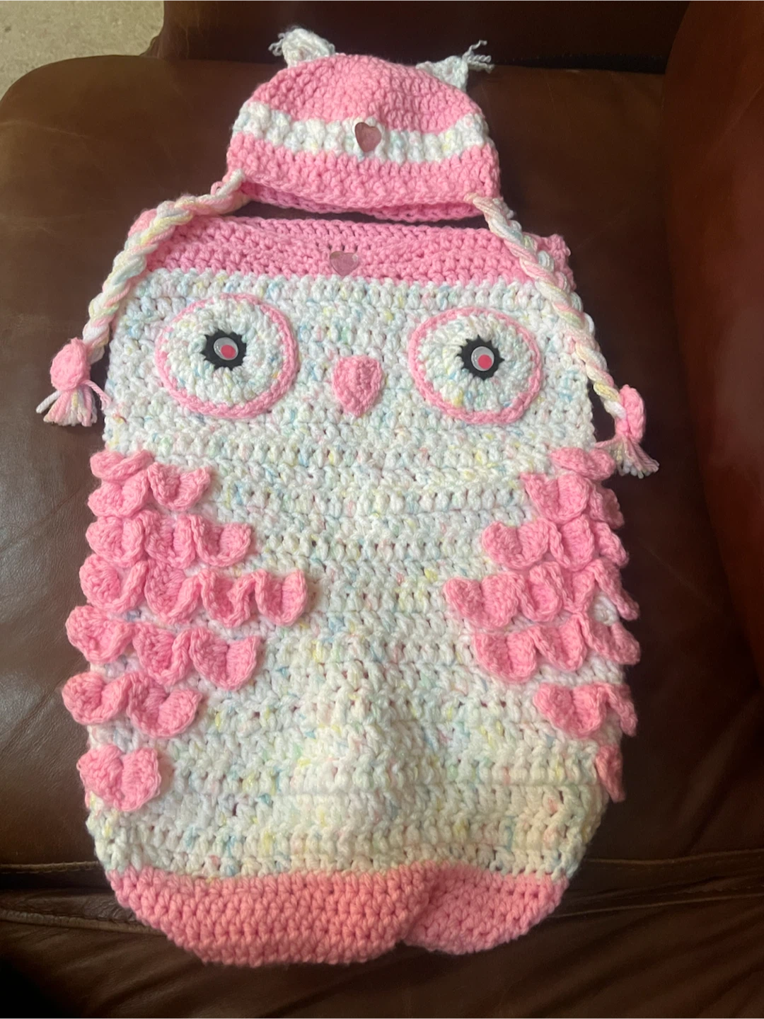 Crochet Owl Baby Sleeping sack with Matching Hat