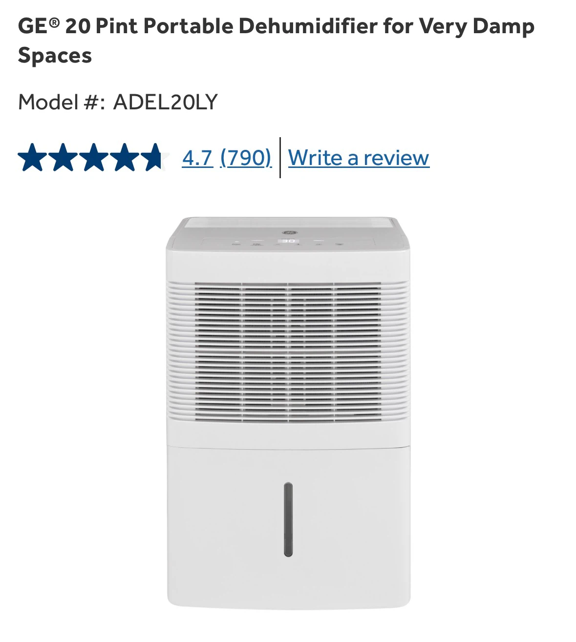 GE 20 Pint Portable Dehumidifier - photo 3