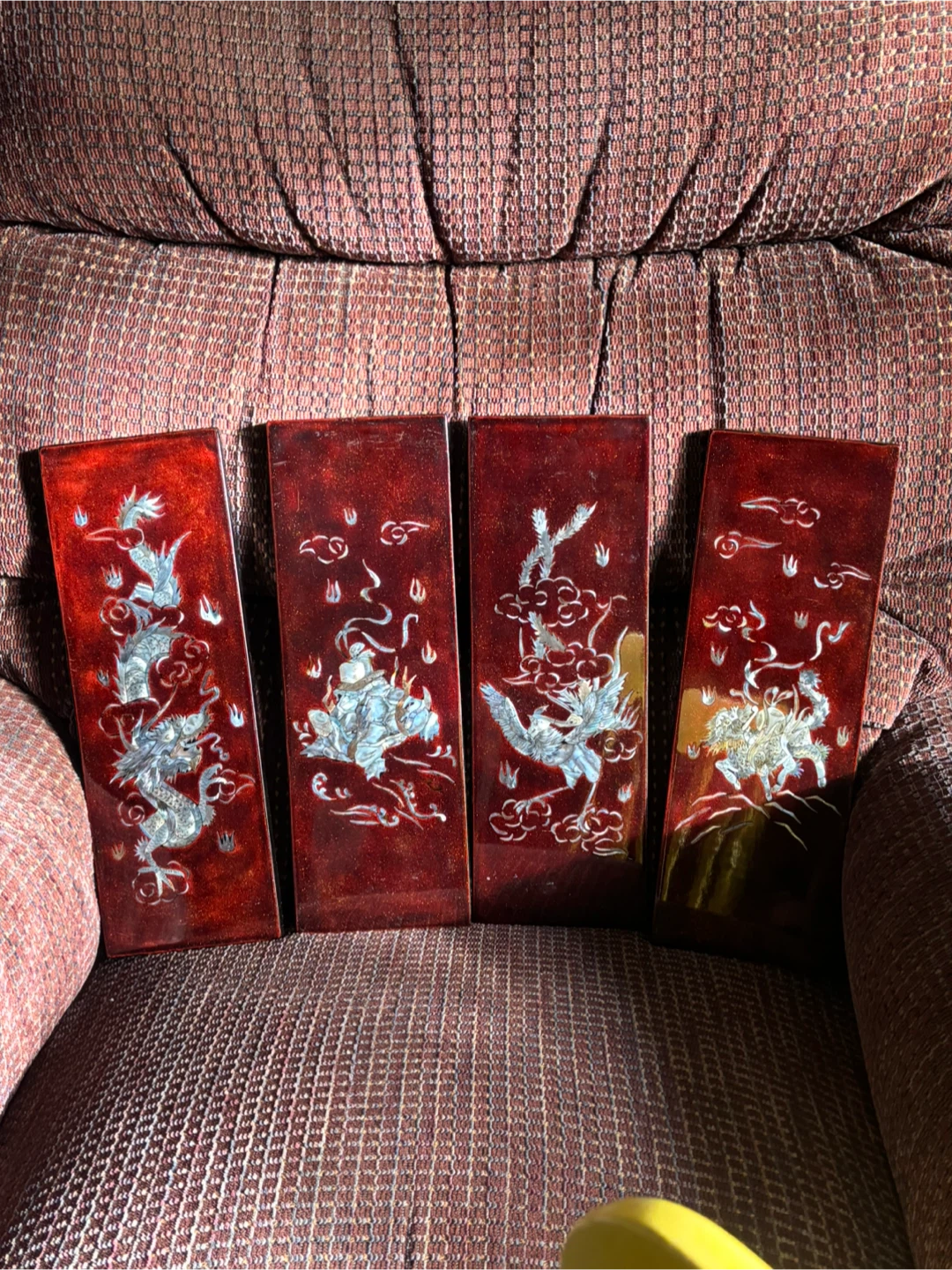 Set of 4 Mother of Pearl Lacquer Wall Plaques