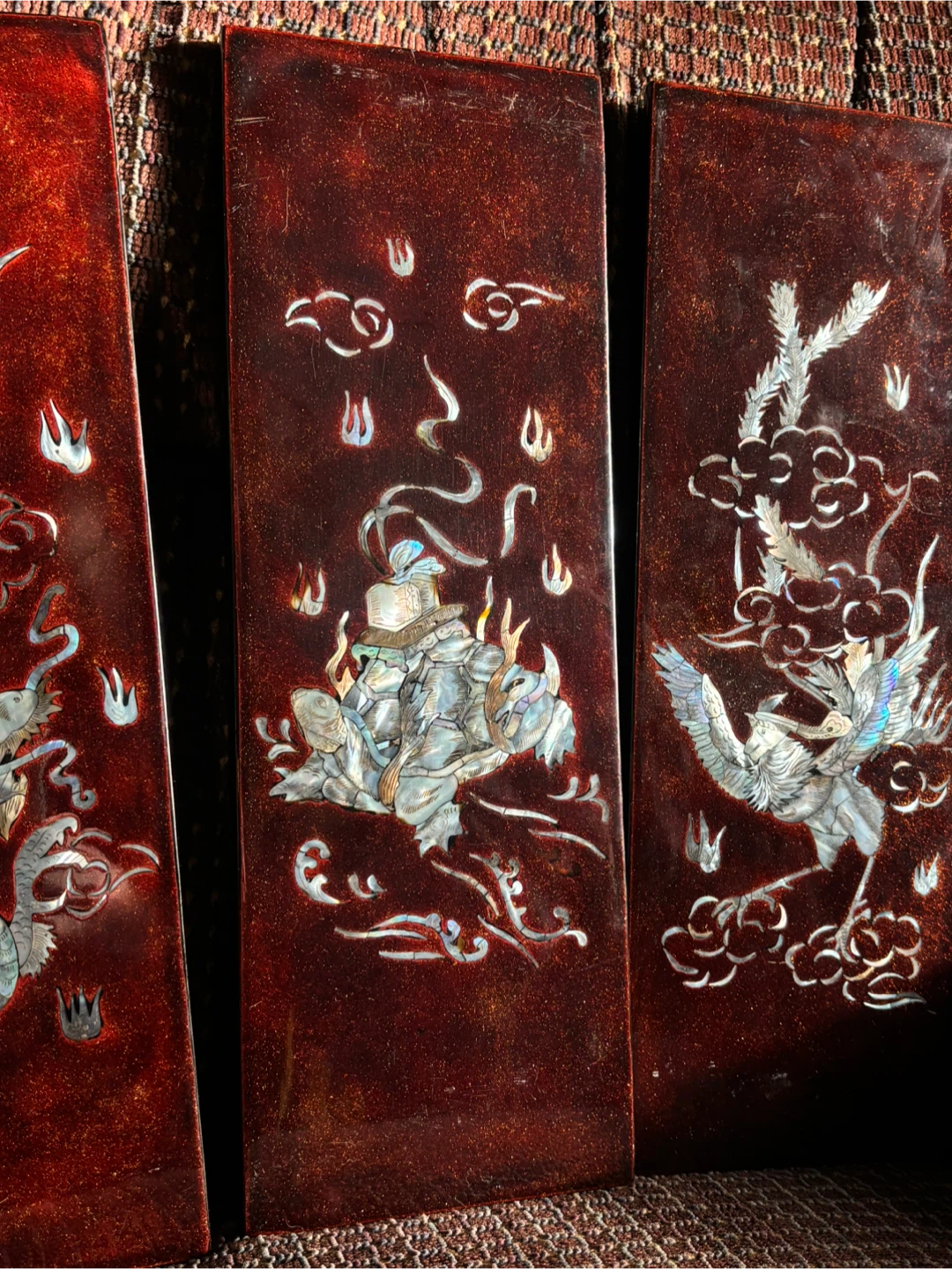 Set of 4 Mother of Pearl Lacquer Wall Plaques - photo 3
