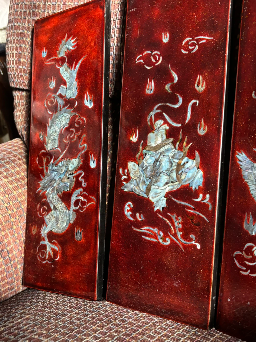 Set of 4 Mother of Pearl Lacquer Wall Plaques - photo 5
