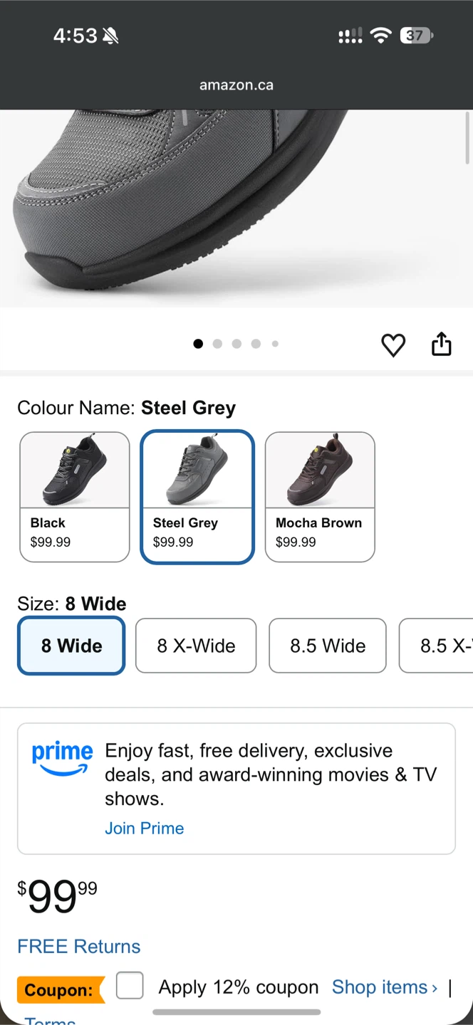 FitVille Men's Extra Wide Safety Work Shoes, Steel Grey, Size 8 - photo 2