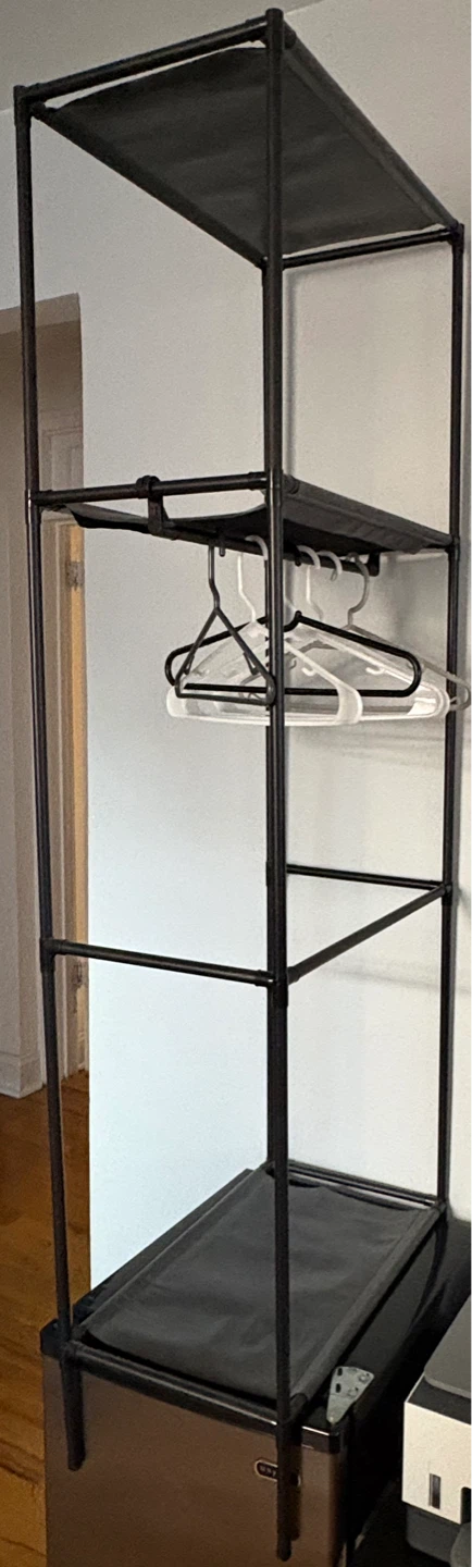 Black Metal Clothing Rack with Shelves - photo 2