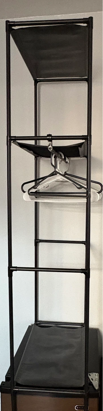 Black Metal Clothing Rack with Shelves