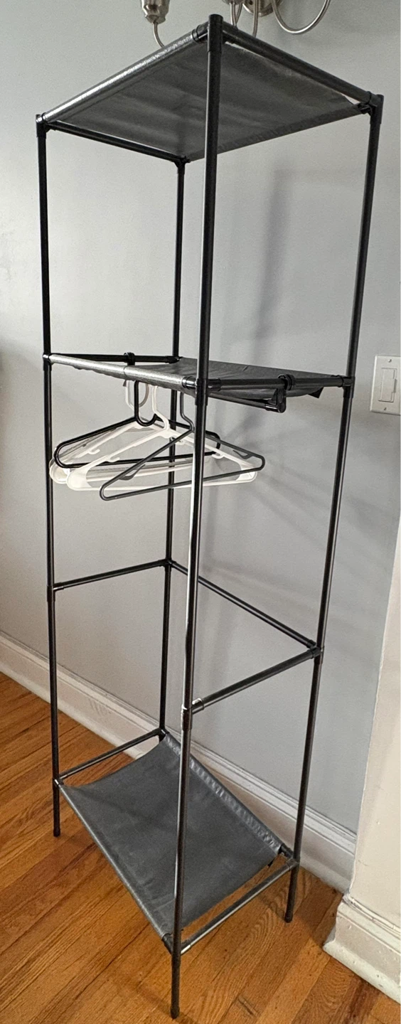Black Metal Clothing Rack with Shelves - photo 3