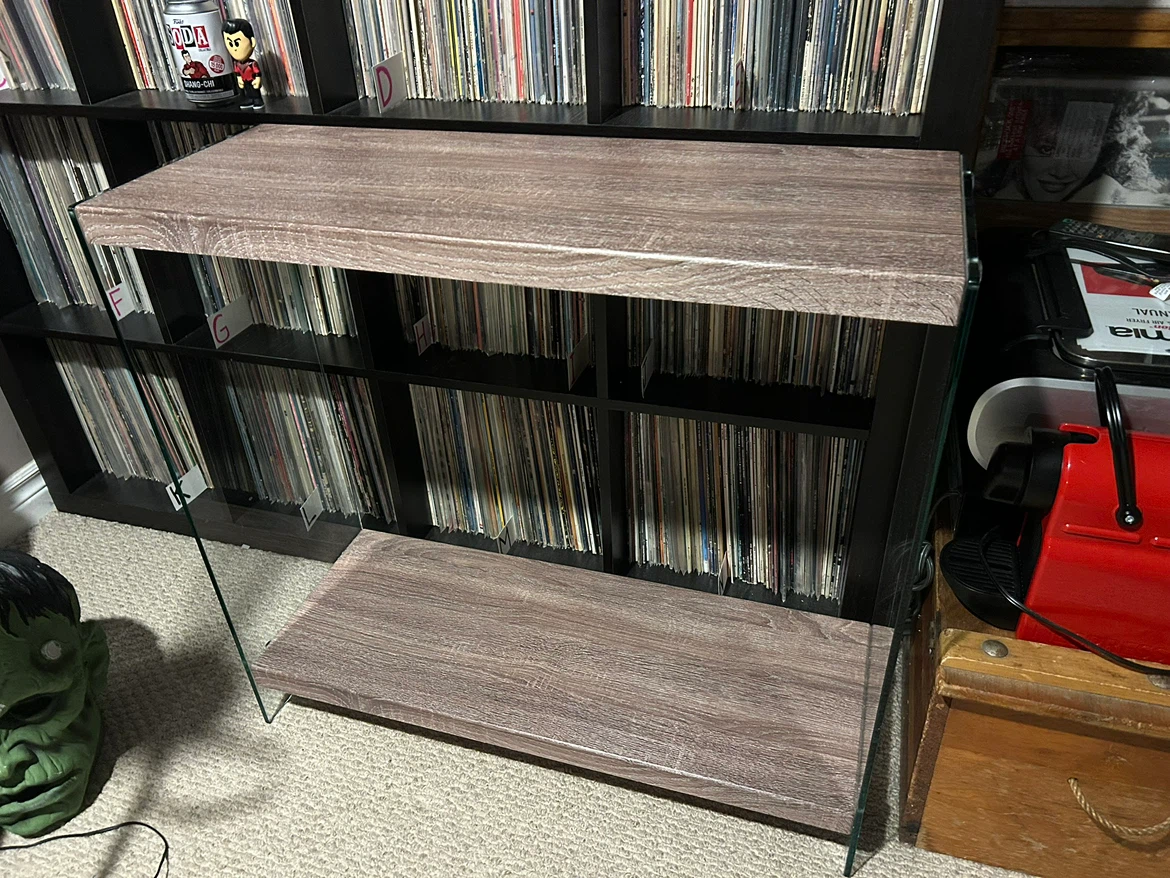 Glass and Wood-Look Side Table