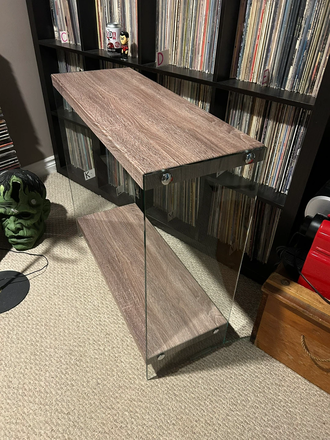 Glass and Wood-Look Side Table - photo 2