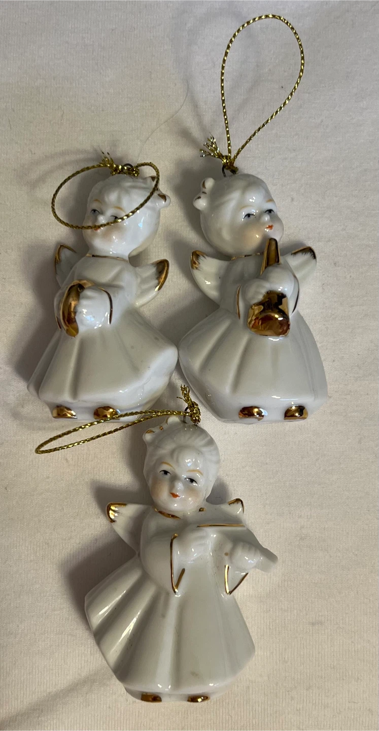 Set of 3 Porcelain Angel Ornaments