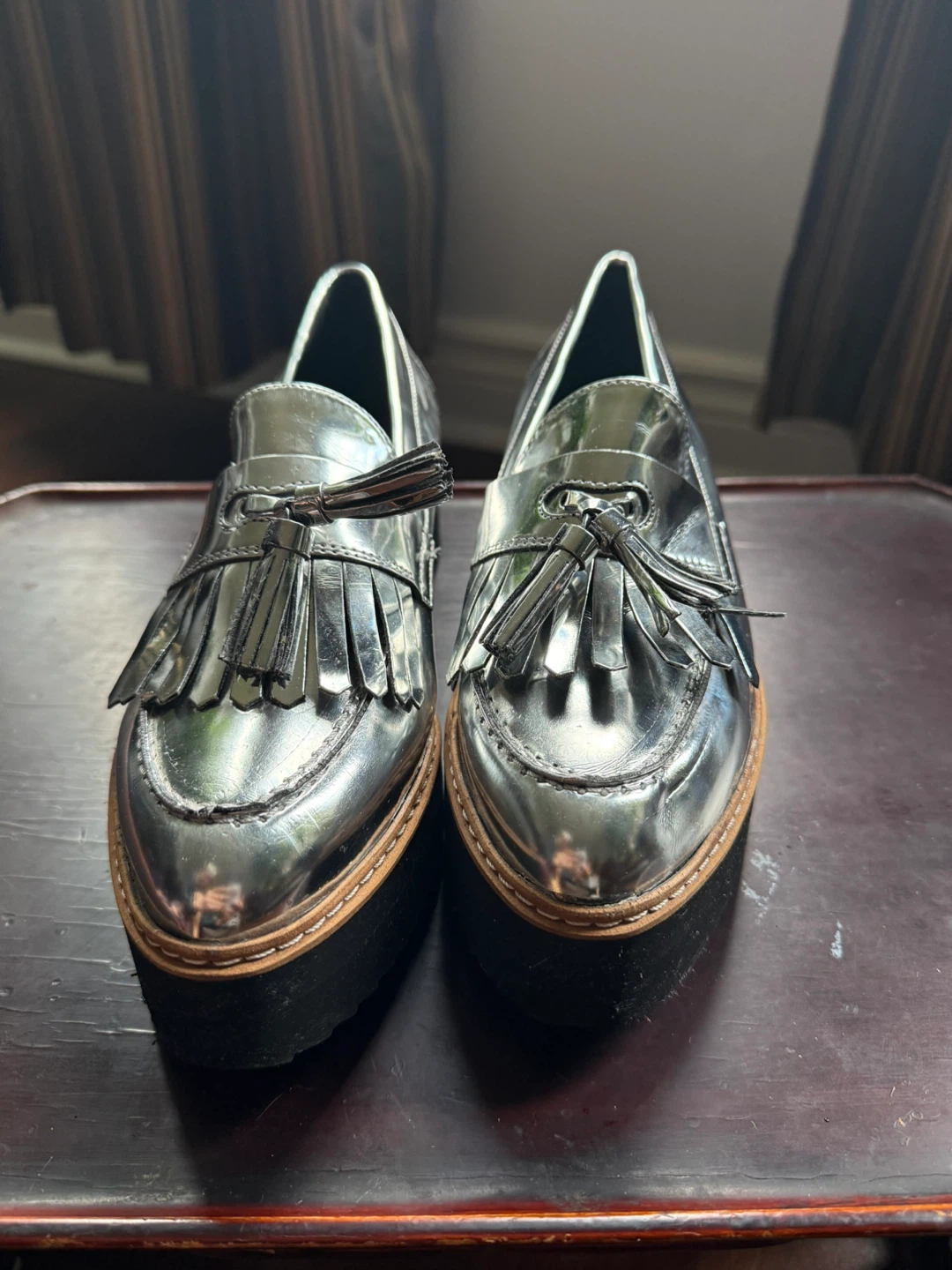 Intervalle Silver Tassel Platform Loafers