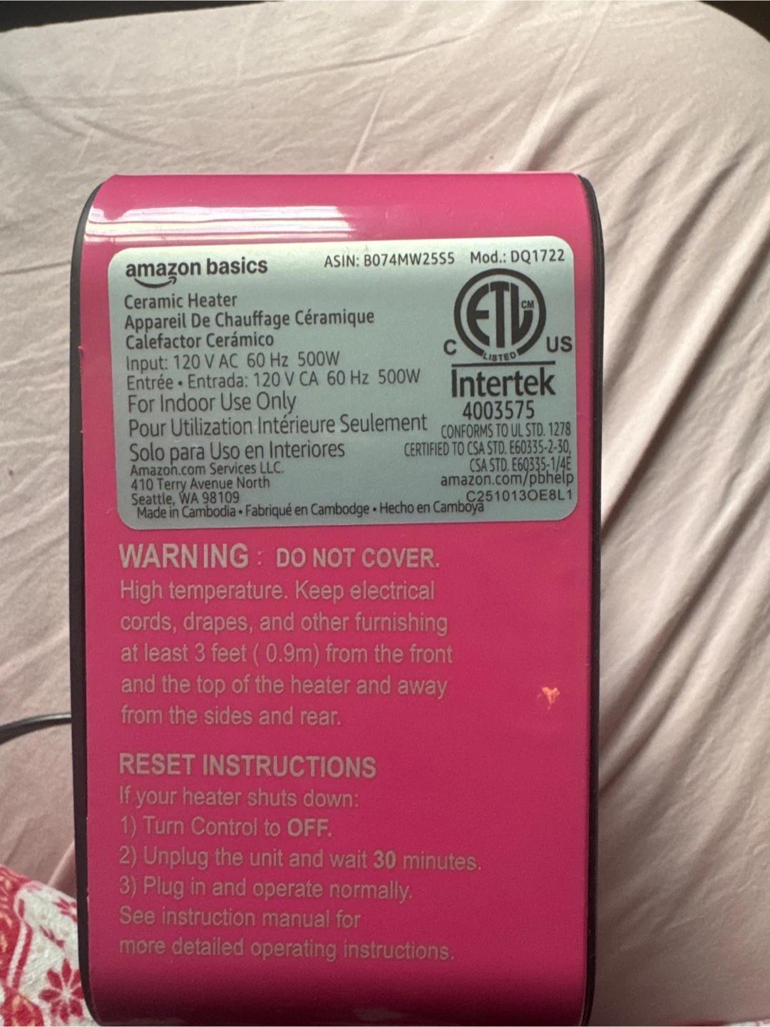Amazon Basics Ceramic Heater - photo 5