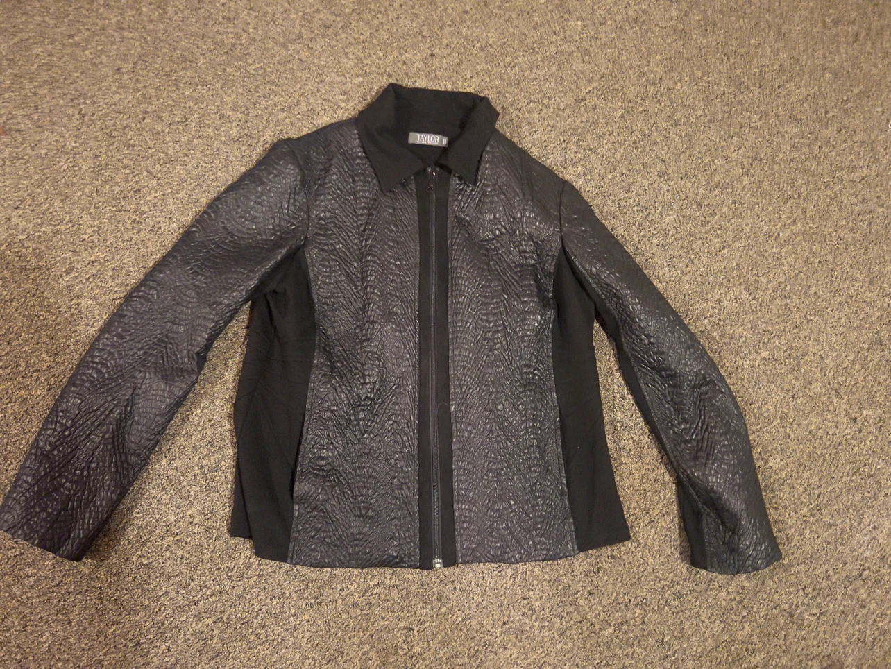 Taylor Brooke Black Quilted Zip-Up Jacket