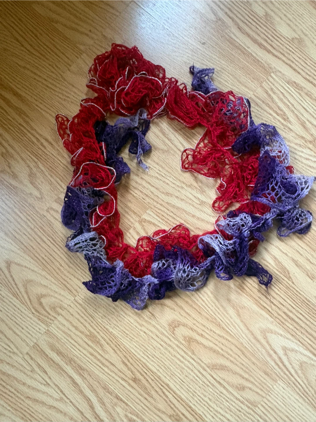 Red and Purple Ruffle Scarf