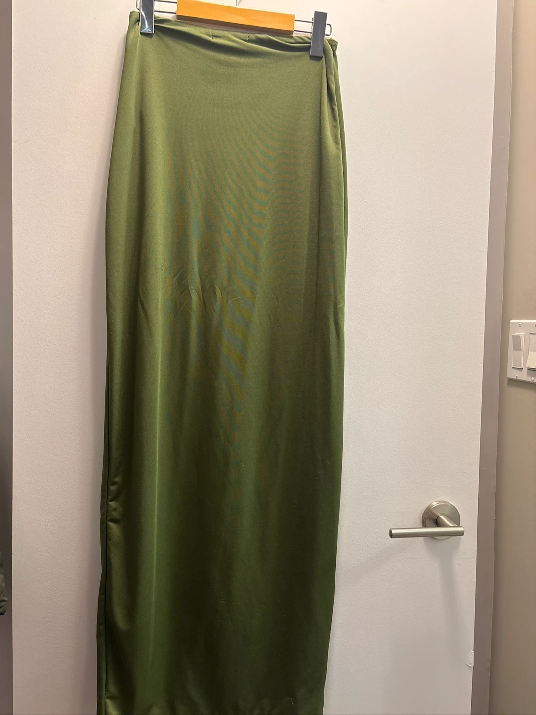 Olive Green Side Slit Maxi Skirt