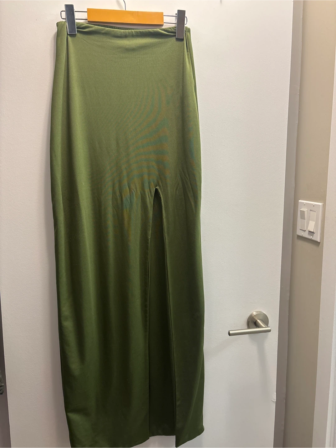 Olive Green Side Slit Maxi Skirt - photo 2