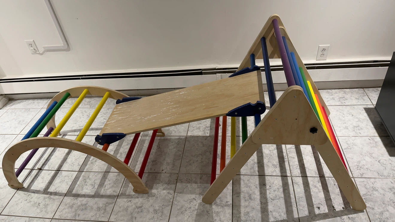 Kids Wooden Climbing Triangle and Arch Set - photo 4