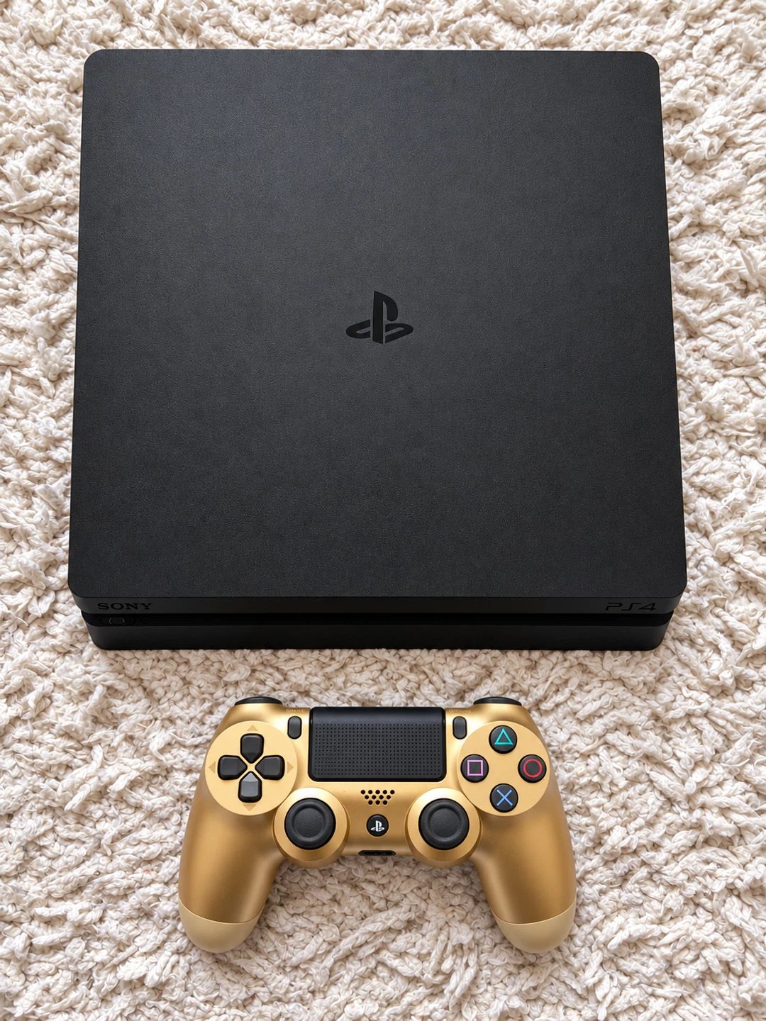 PS4 Slim (1TB) + Gold Controller & All Cables Included