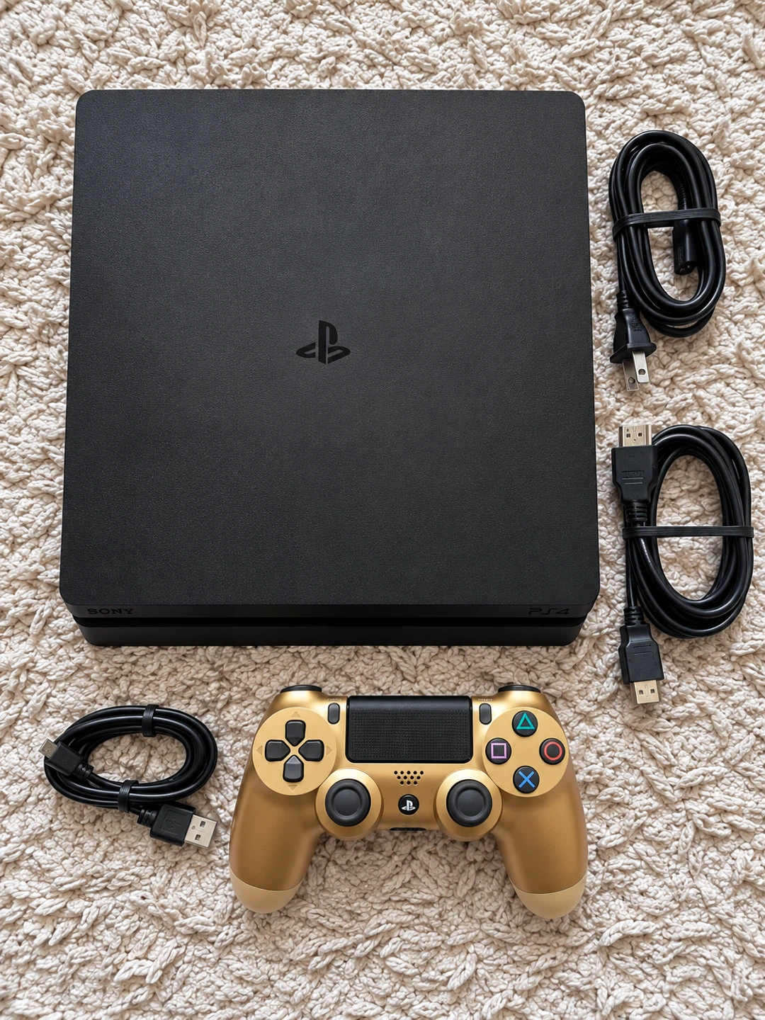 PS4 Slim (1TB) + Gold Controller & All Cables Included - photo 2