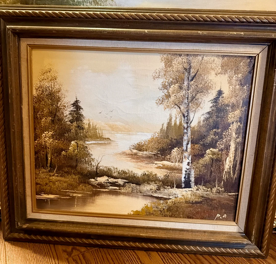 Landscape Oil Painting in Wood Frame