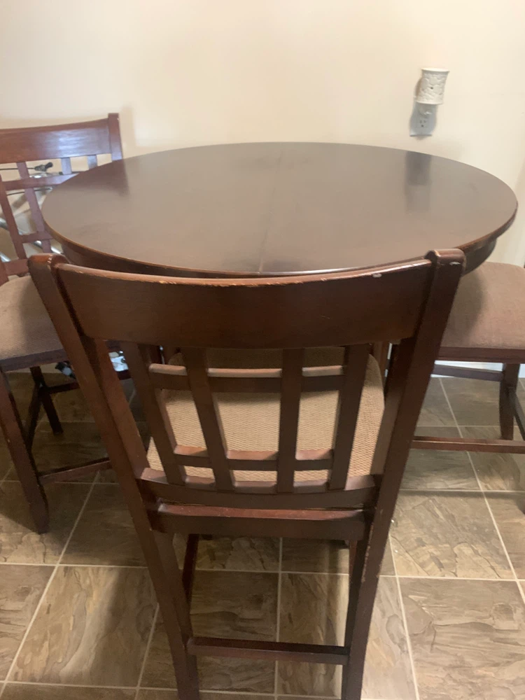 Round wooden dining table and chairs set - photo 2