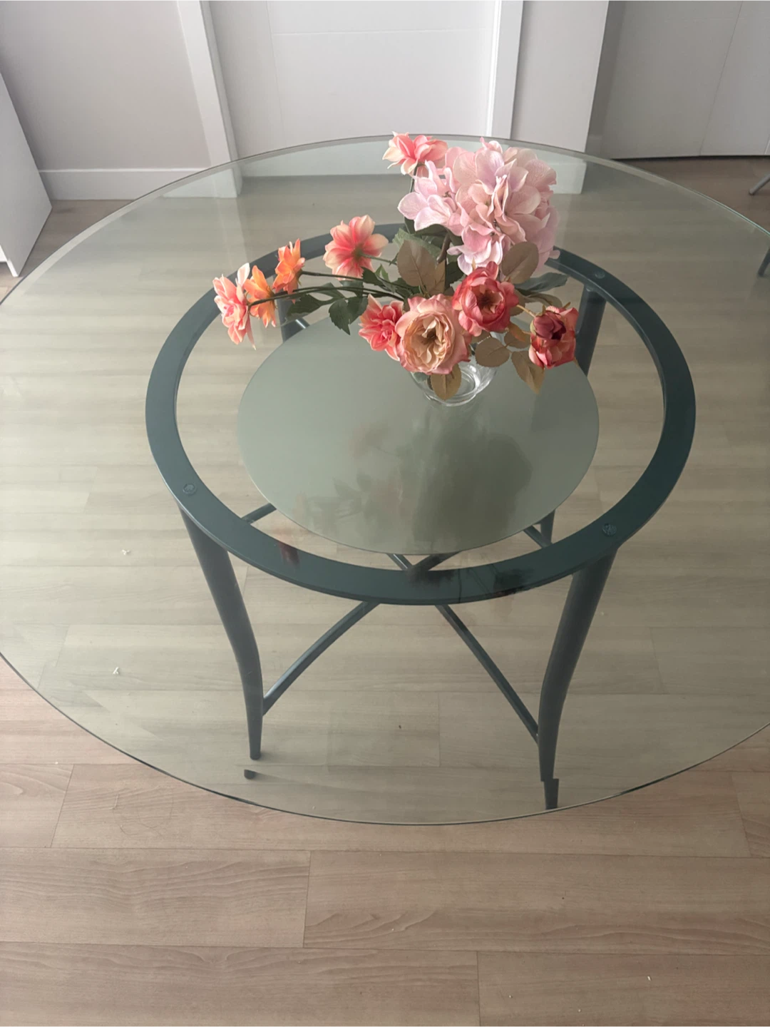 Round Glass Dining Table with 4 Chairs