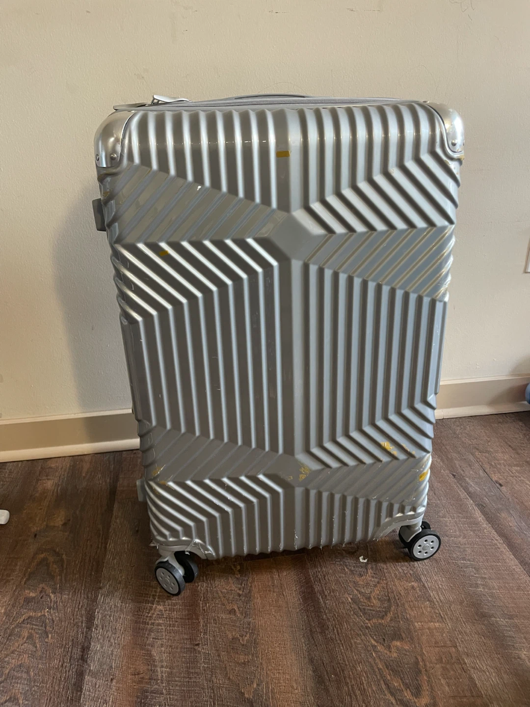 Large Silver Hardshell Spinner Suitcase