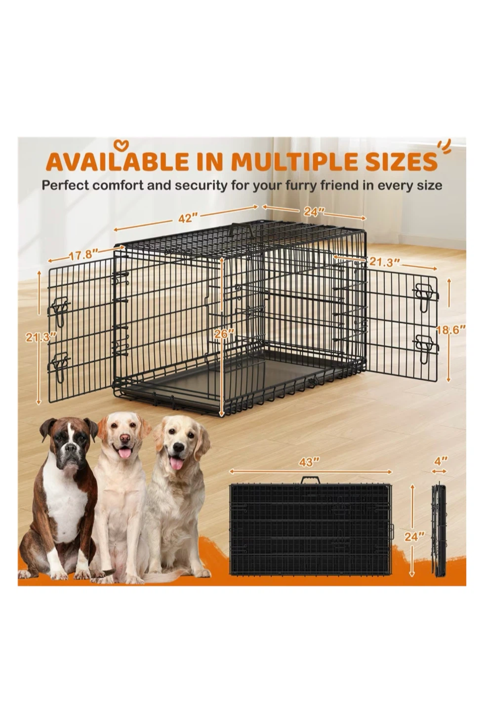 Collapsible Metal Dog Crate 42 inch - photo 2