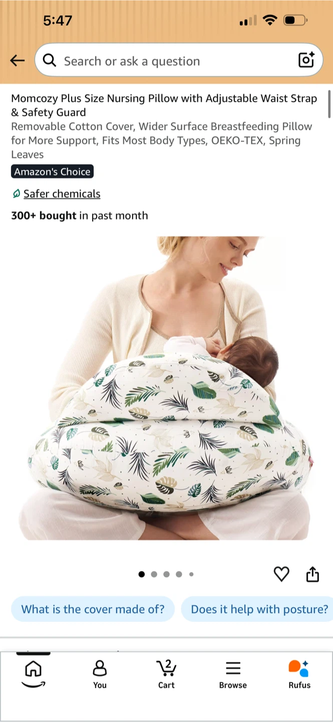 BNIB Momcozy Nursing Pillow - Spring Leaves
