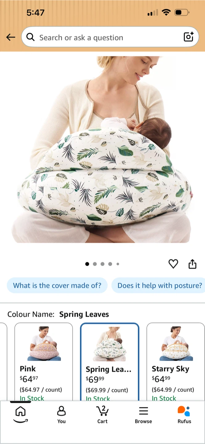 BNIB Momcozy Nursing Pillow - Spring Leaves - photo 2