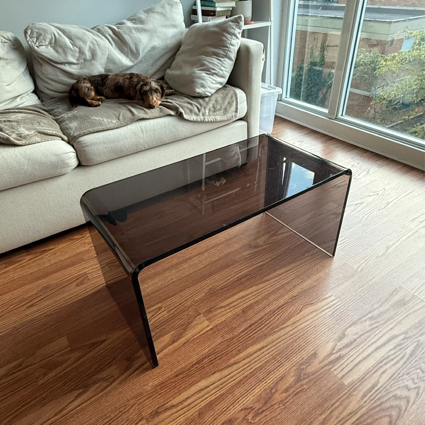 Smoked Acrylic Waterfall Coffee Table